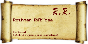 Rothman Rózsa névjegykártya